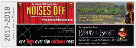 Oshawa Little Theatre performance poster with show titles and dates.