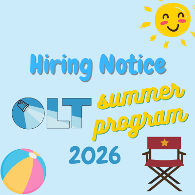 Oshawa Little Theatre summer program hiring notice with beach ball and chair image.